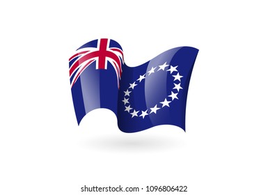 Cook waving flag vector icon, national symbol. Flag of Cook, fluttered in the wind - vector illustration isolated on white background.