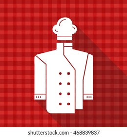 Cook wear vector icon on red tablecloth texture