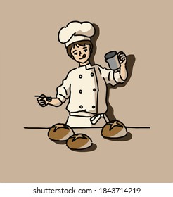 a cook who makes bread joyfully