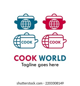 Cook and world design logo template illustration