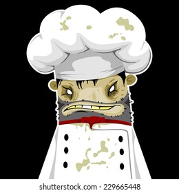 Cook zombie on a black background