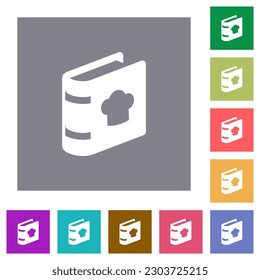 Kochbuch mit Koch-Hut flache Symbole auf einfachen, quadratischen Hintergrund