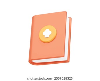 Cookbook with chef hat icon. Recipe book vector icon 3d illustration