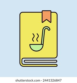 Cookbook or cookery book vector color icon. Recipe book. Kitchen appliance. Graph symbol for cooking web site design, logo, app, UI
