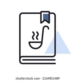 Cookbook or cookery book vector icon. Recipe book. Kitchen appliance. Graph symbol for cooking web site design, logo, app, UI