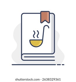 Cookbook or cookery book vector icon. Recipe book. Kitchen appliance. Graph symbol for cooking web site design, logo, app, UI