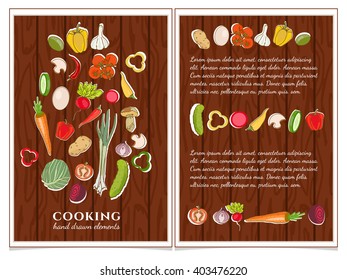 Cookbook cooking page template hand drawn elements vector