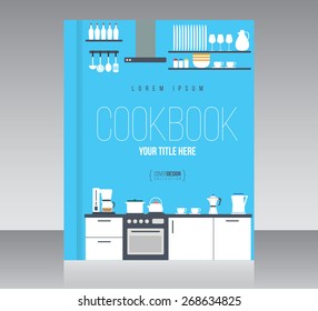 Cookbook Cover Design Vector Template, Minimal Style