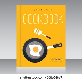 Cookbook cover design vector template, minimal style