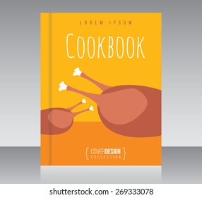 Cookbook Cover Design Vector Template, Minimal Style