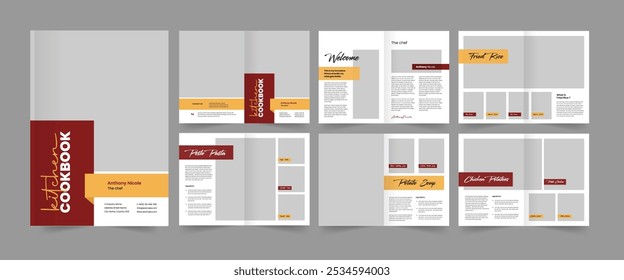 cookbook design, recipe book template, food book layout design