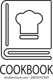 Cookbook icon in black flat and line style vector design, recipe book, cooking manual, chef guide, culinary, food, kitchen, cookbook symbol, education and restaurant graphic elements