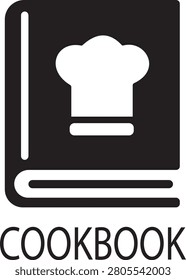 Cookbook icon in black flat and line style vector design, recipe book, cooking manual, chef guide, culinary, food, kitchen, cookbook symbol, education and restaurant graphic elements