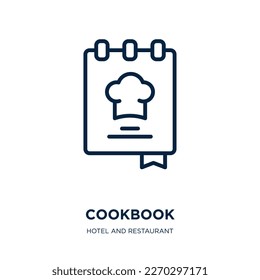 cookbook icon from hotel and restaurant collection. Thin linear cookbook, cooking, food outline icon isolated on white background. Line vector cookbook sign, symbol for web and mobile