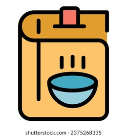 Cookbook icon outline vector. Home menu. Food cook color flat
