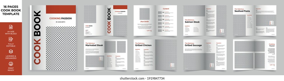 Cookbook Layout Template with Brown Accents, Simple style and modern design, Recipe Book Layout