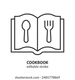 Cookbook line icon. Cooking vector illustration. Editable stroke.