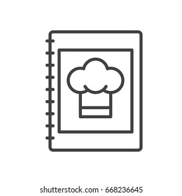 Cookbook line icon, outline vector sign, linear style pictogram isolated on white. Cookery book symbol, logo illustration. Editable stroke. Pixel perfect graphics