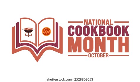 Cookbook Month background or banner design template is observed every year in October. Holiday concept. Template for card, poster, placard, template.