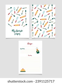 Cookbook page template. Home recipe book