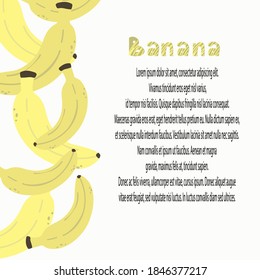 Cookbook page vector template. A place to write recipes. Vector illustration. Fruit. Banana in cartoon style.