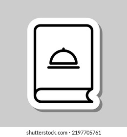 Cookbook simple icon vector. Flat design. Sticker with shadow on gray background.ai