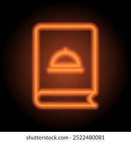 Cookbook simple icon vector. Flat design. Orange neon on black background.ai