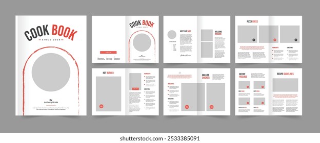 cookbook template, recipe book layout, restaurant menu design 