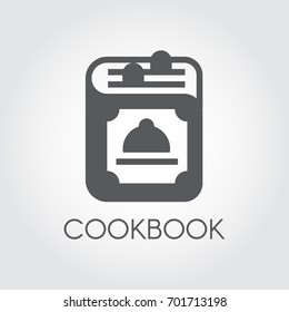 Cookbook vector icon on a gray background. Recipe book or symbol of menu. Web graphic pictograph for your design needs