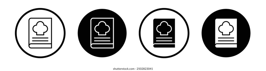 Cookbook vector icon set black filled and outlined style.