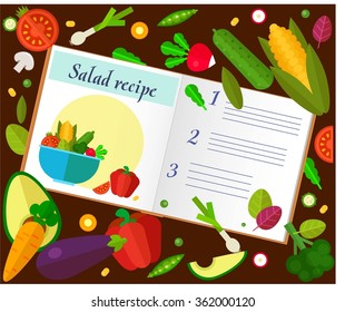 cookbook with vegetables