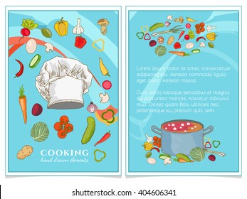 Cookbook watercolor food template hand drawn vector illustration 