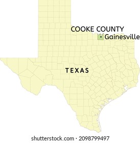 Cooke County And City Of Gainesville Location On Texas State Map