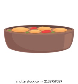 Cooked bean icon cartoon vector. Dish food. Rice pastel