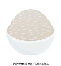Cooked Bowl of Rice Food Emoji Vector Design. Boiled Food Art Illustration. Industrial Tin Can Product Clipart.