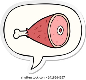 cooked cartoon leg of meat with speech bubble sticker