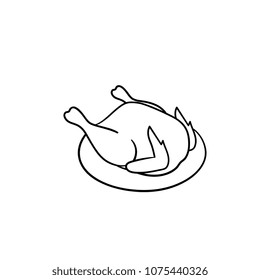 Cooked chicken hand drawn outline doodle icon. Chicken meat for bake and roast vector sketch illustration for print, web, mobile and infographics isolated on white background.