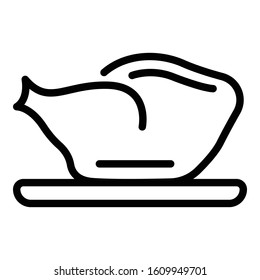 Cooked chicken icon. Outline cooked chicken vector icon for web design isolated on white background