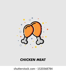 Cooked chicken line icon, and solid vector sign, linear and filled outline logo design illustration