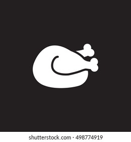 cooked chicken, turkey icon vector, filled flat sign, solid pictogram isolated on black, logo illustration
