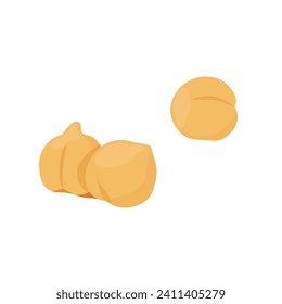 Cooked chickpeas isolated on white background. Chick pea or garbanzo bean, or Egyptian pea. Vector illustration