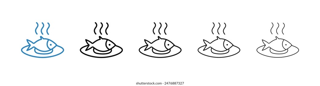 Cooked Fish black and white vector icon
