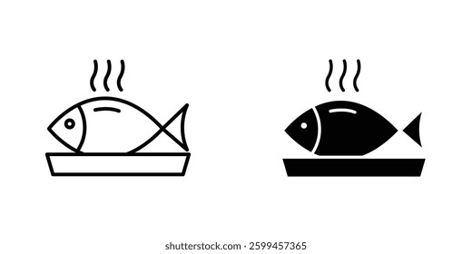 Cooked Fish flat simple vector icons illustration set.