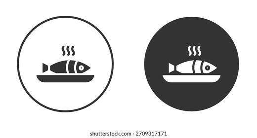 Icono de pescado cocido en estilo glifo para el Diseño web. Iconos de UI UX