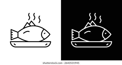 Icono de pescado cocido. Icono de Vector Diseño gráfico. Iconos de Ui Ux