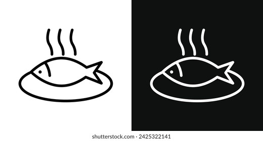 Cooked fish icon set. Vector illustration