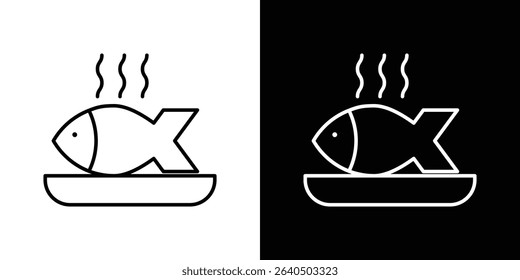 Cooked fish icon symbol concept for graphic design, Website, UI. EPS
