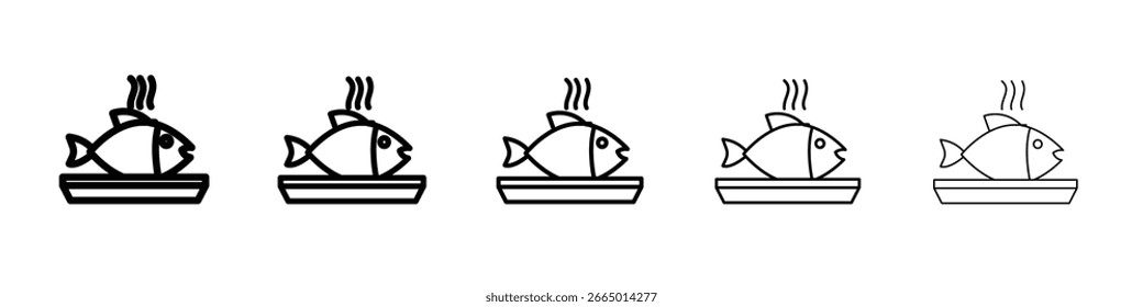 Cooked fish icon Symbol concept for web design.simple line vector icon. logo illustration.