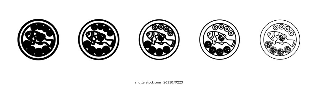 Cooked fish icon Symbol mark in Outline style