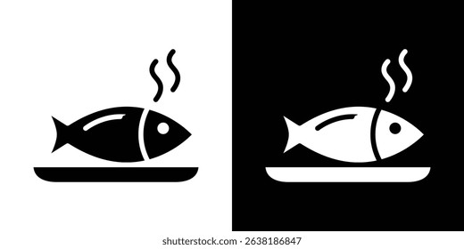Cooked fish icon symbols. Vector illustration.